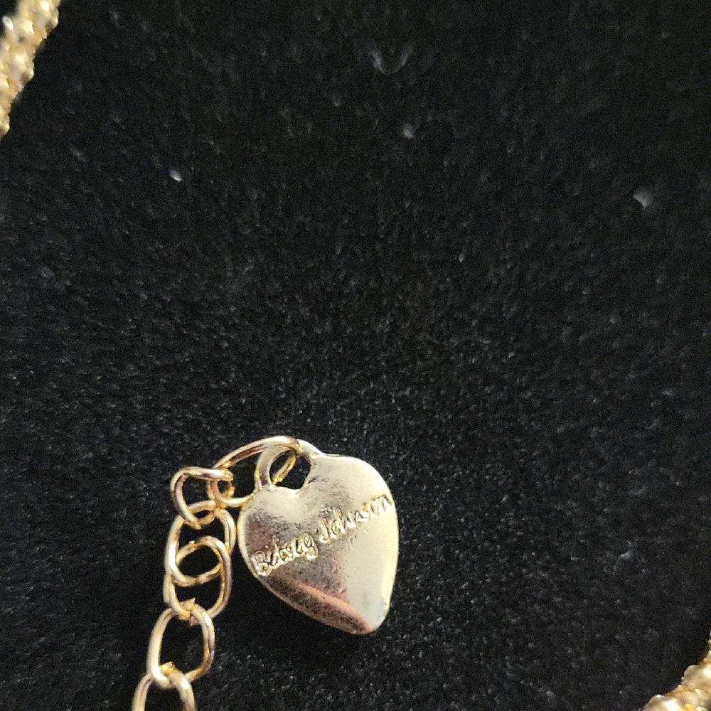 Betsey Johnson Gold and Pink Rose Necklace - Picture 2 of 6